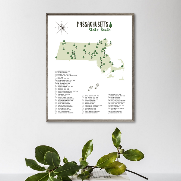 massachusetts state parks map poster-adventure gift