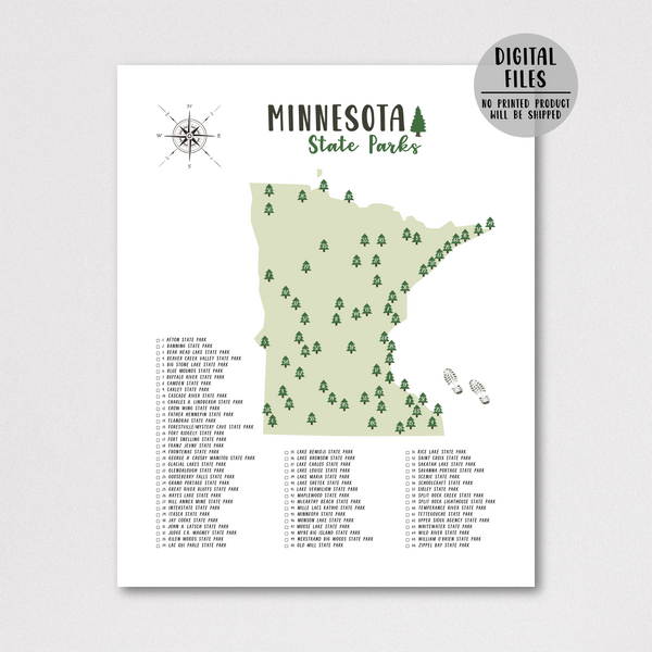 minnesota state parks map print-gift for husband-adventure gift