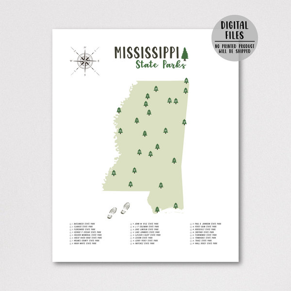 mississippi state parks map print-hiking gift ideas