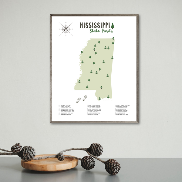 mississippi state parks map print-gift for husband-adventure map