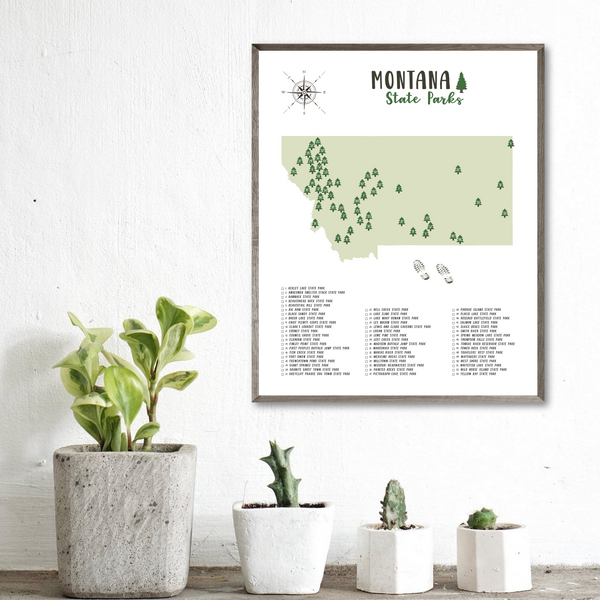montana state parks map poster-travel gift ideas