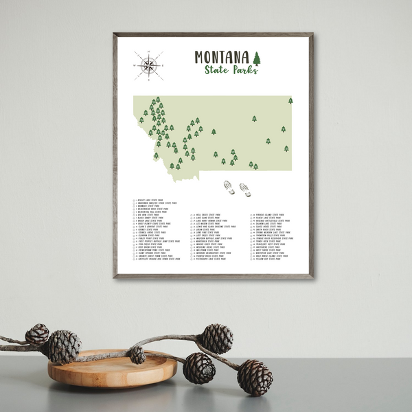 montana state parks map print-gift for him-gift for her