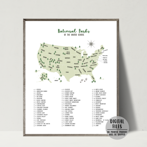 National Parks Of United States-63 national parks map poster