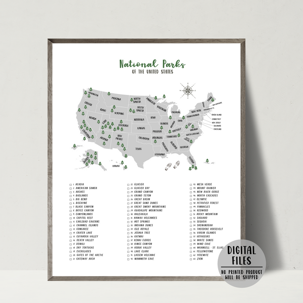 usa national parks map print-gift for traveler-63 national parks