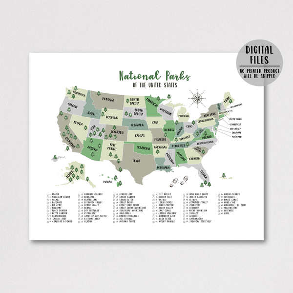 US National Parks Map-Gift For Hiker-Gift For Adventurer