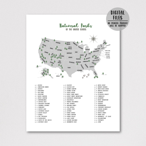 usa national parks map poster-gift for hiker