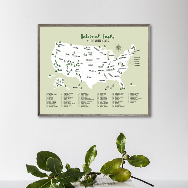 National Parks Of United States-63 national parks map poster