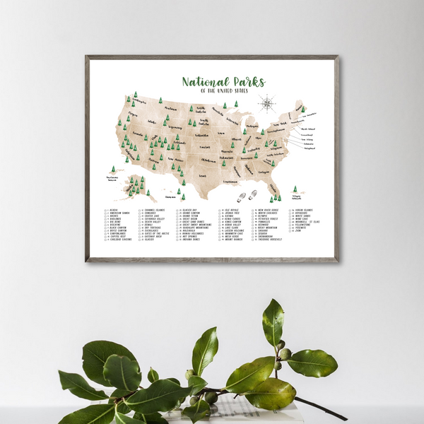 usa national parks map poster-gift for hiker