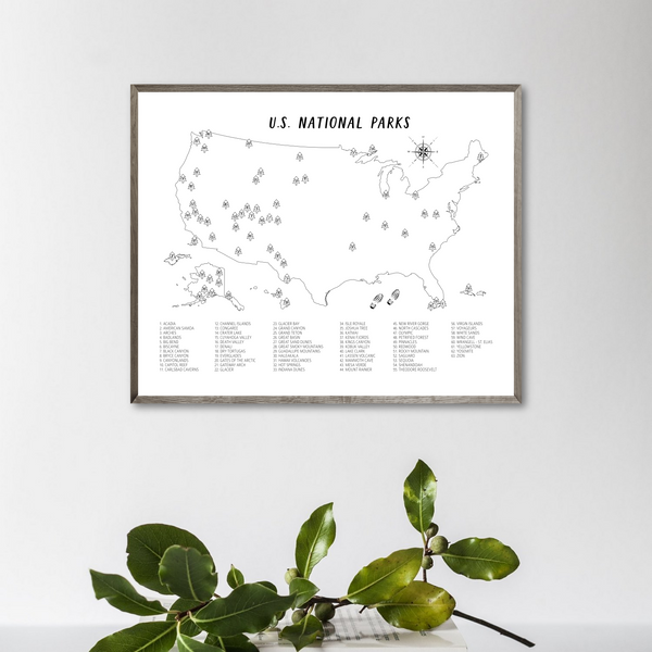 US National Parks Map-Gift For Hiker-Gift For Adventurer