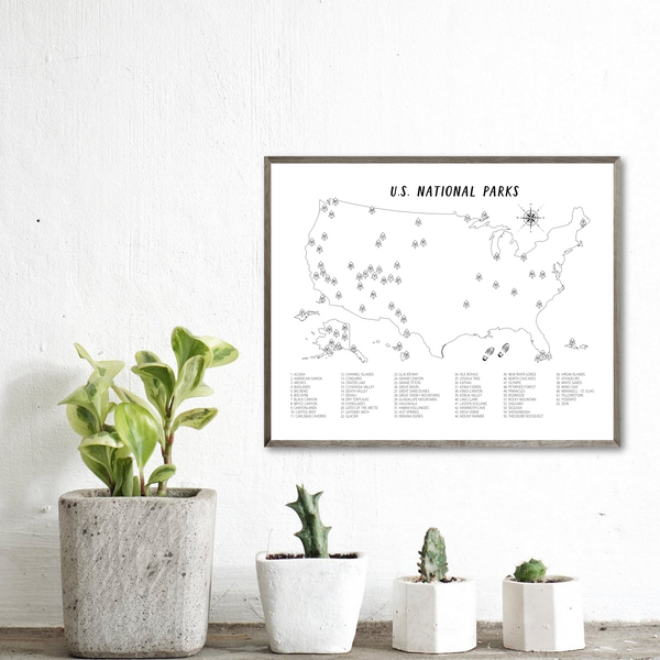 usa national parks map print-gift for hiker