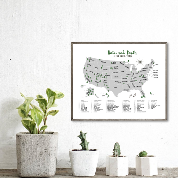us national parks map print-adventure gift-gift for hiker