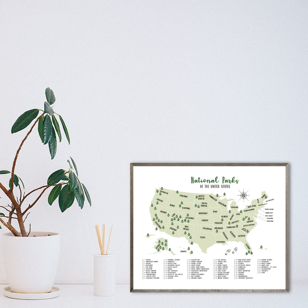 us national parks map print-adventure gift ideas-gift for hiker