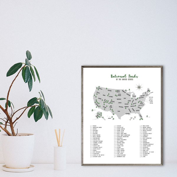 usa national parks map and checklist