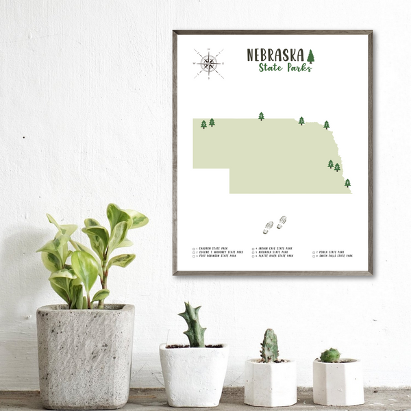 nebraska state parks map poster-hiking gift ideas