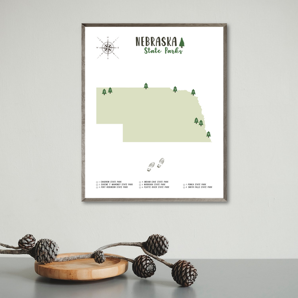 nebraska state parks map print-adventure gift