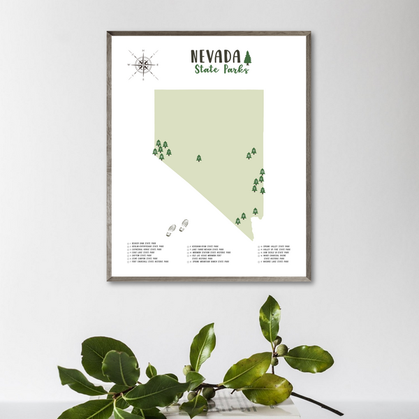 nevada state parks map poster-gift for traveler