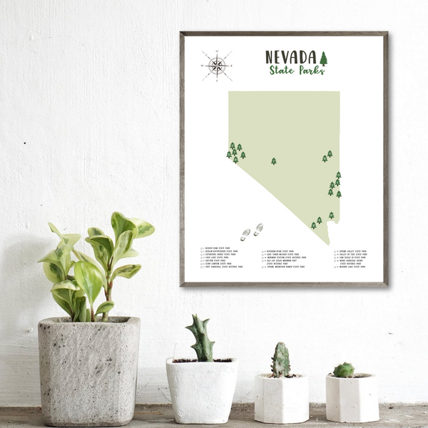 nevada state parks map poster-gift for her-gift for him