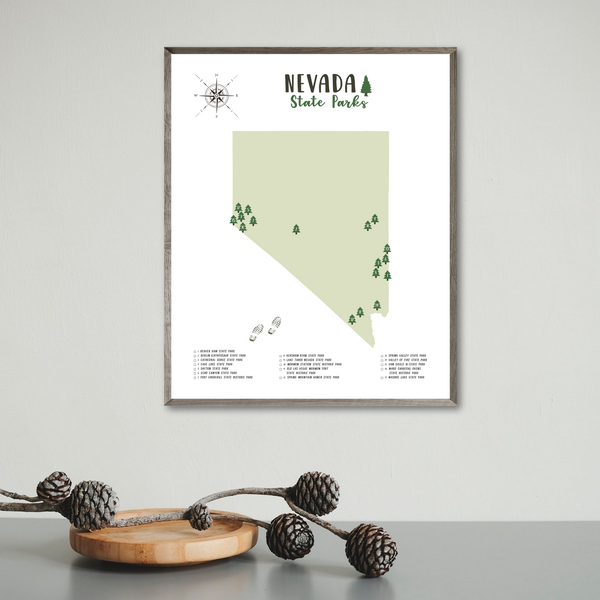 nevada state parks map print-gift for husband-gift for wife