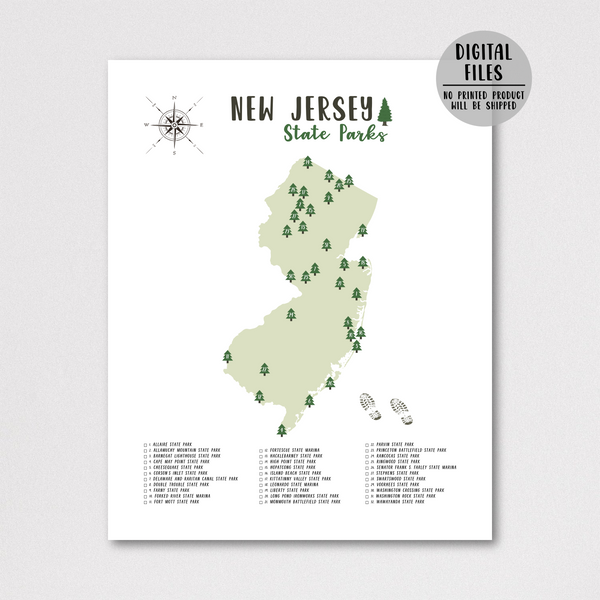 new jersey state parks map print-gift for adventurer