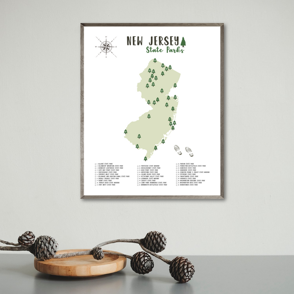 new jersey state parks map poster-gift for traveler