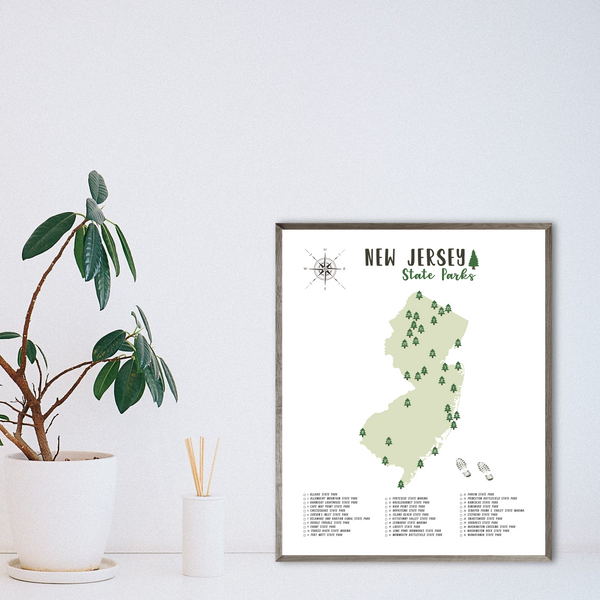 new jersey state parks map-gift for her-gift for him