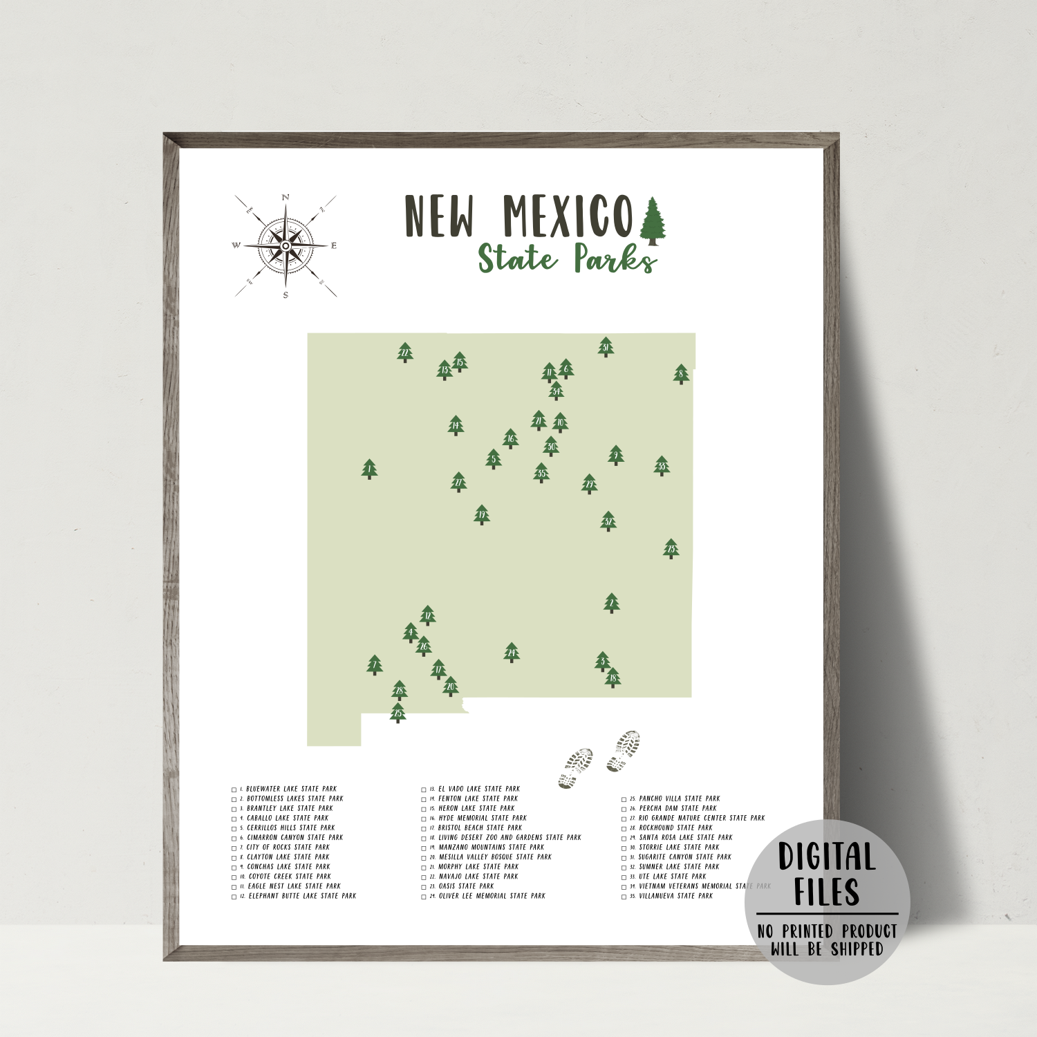 new mexico state parks map-gift for husband