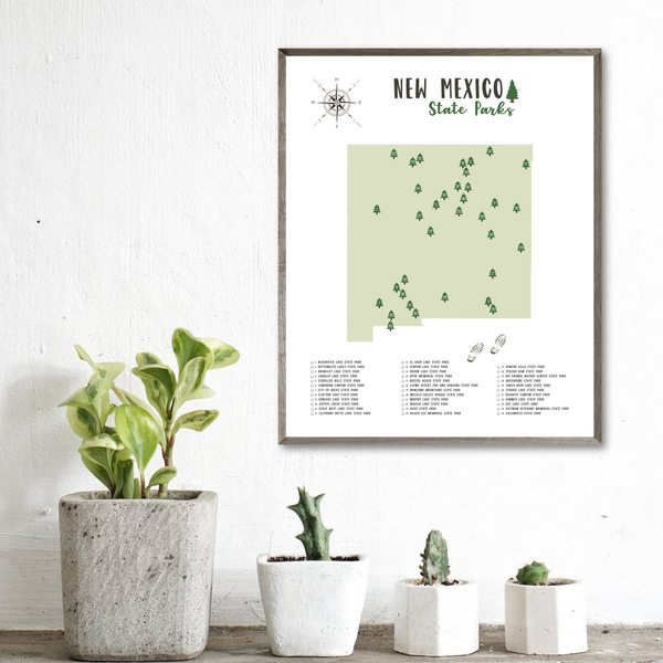 new mexico state parks map poster-gift for adventurer