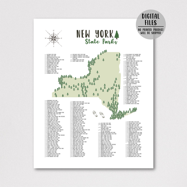 new york state parks map print-gift for traveler