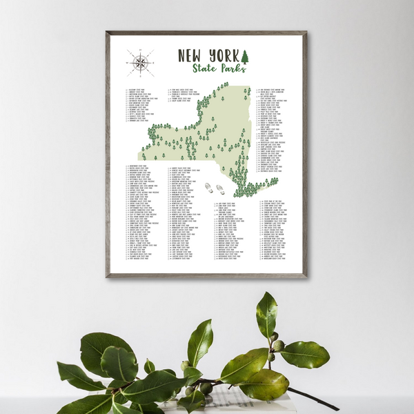 new york state parks map poster-gift for hiker