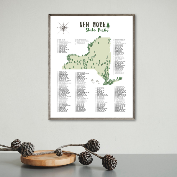 new york state parks map poster-hiking gift ideas
