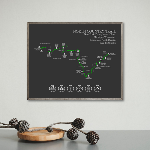 north country trail map poster-gift for adventurer