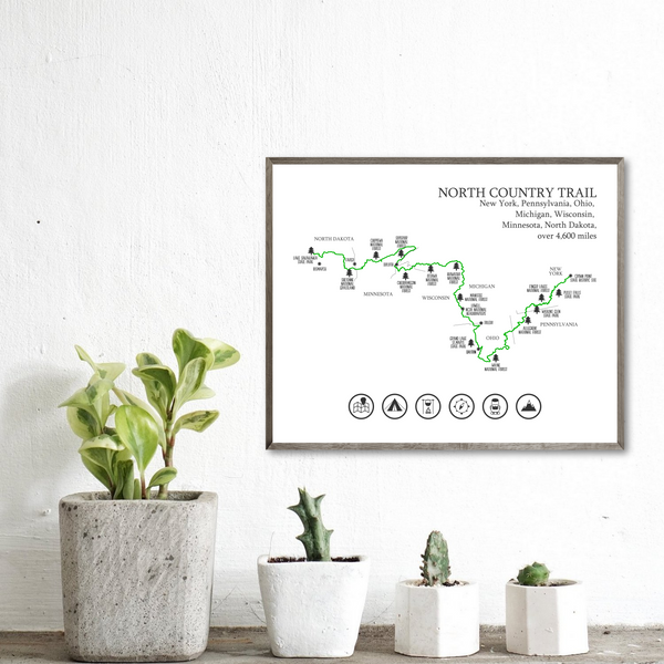 north country trail map poster-travel gift ideas-hiking map