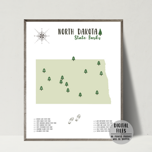 north dakota state parks map-hiker gift