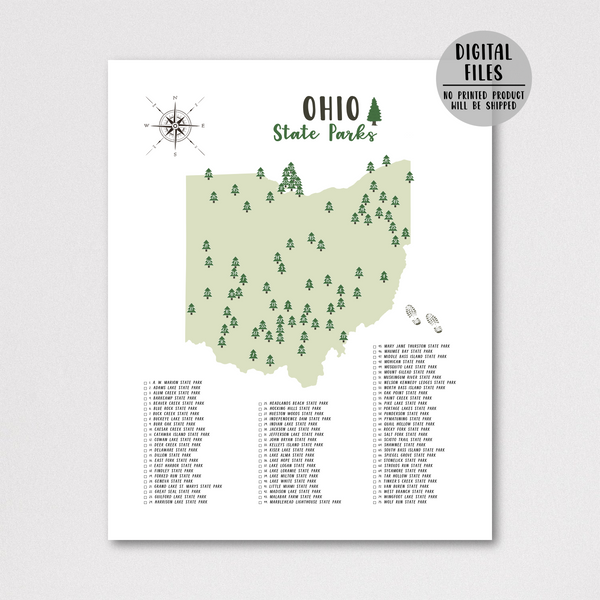 ohio state parks map poster-hiking gift ideas