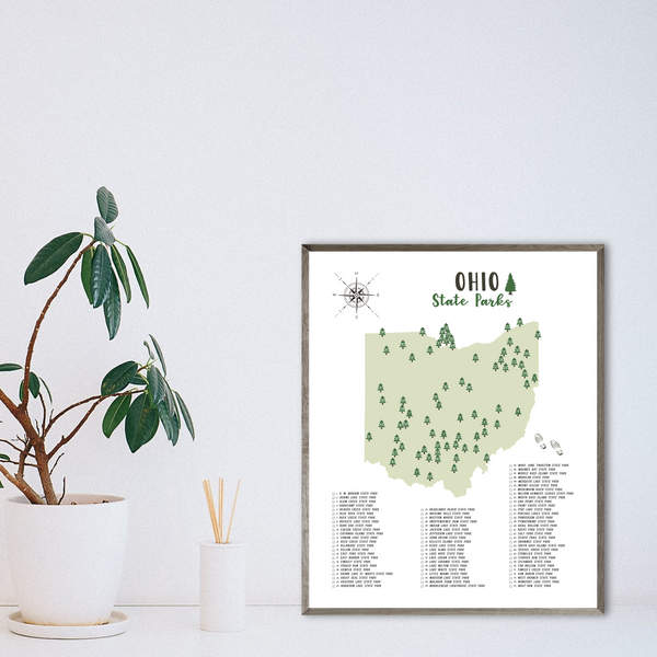 ohio state parks map print-gift for traveler