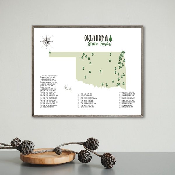 oklahoma state parks map poster-travel gift ideas