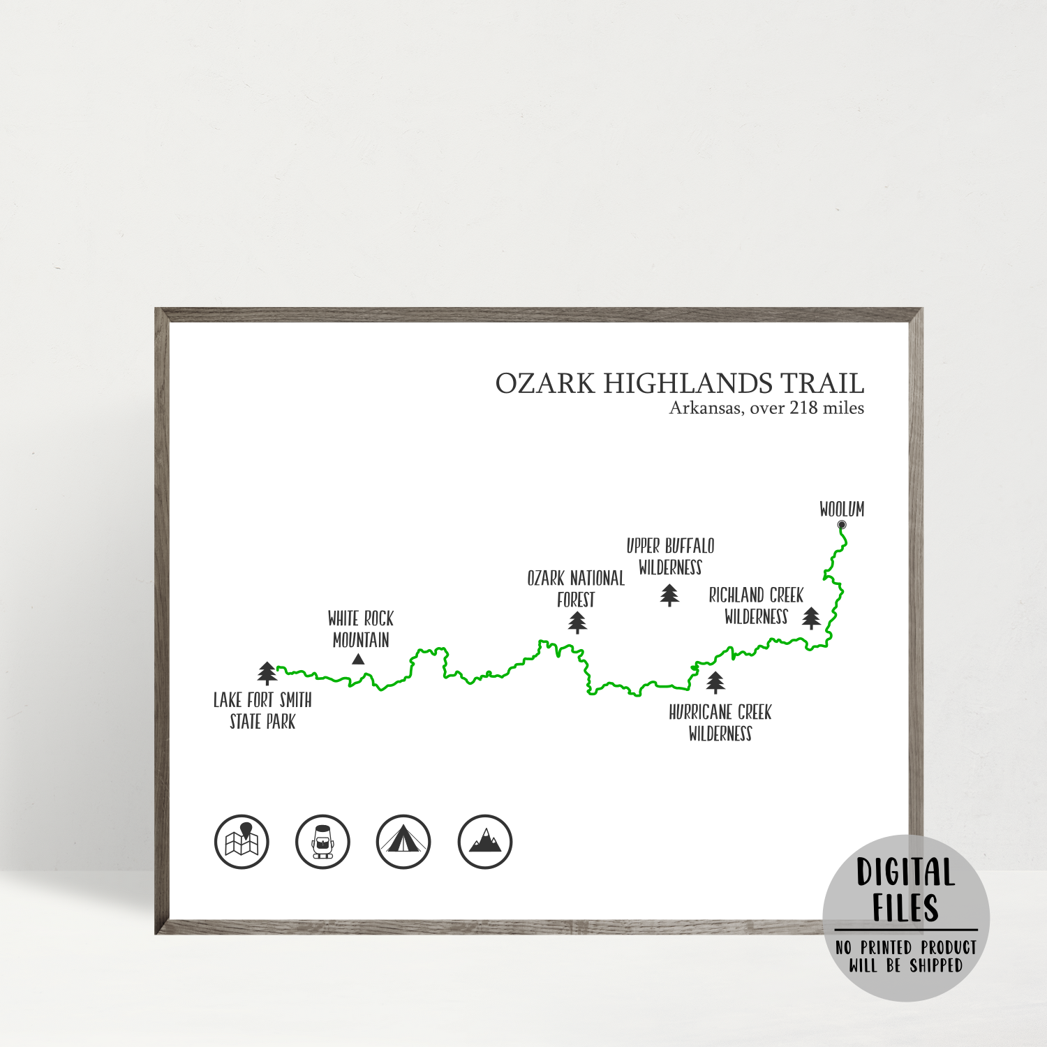 Ozark Highlands trail map print-gift for hiker