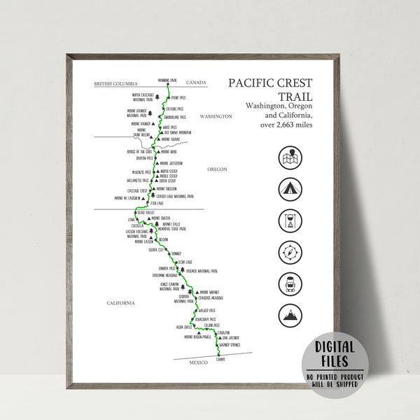pacific crest trail map-pacific crest hiking trail map-adventure map
