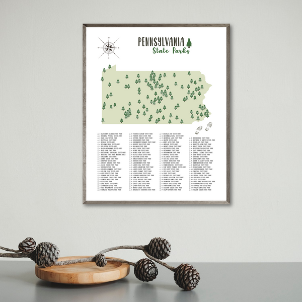 pennsylvania state parks map poster-gift for traveler