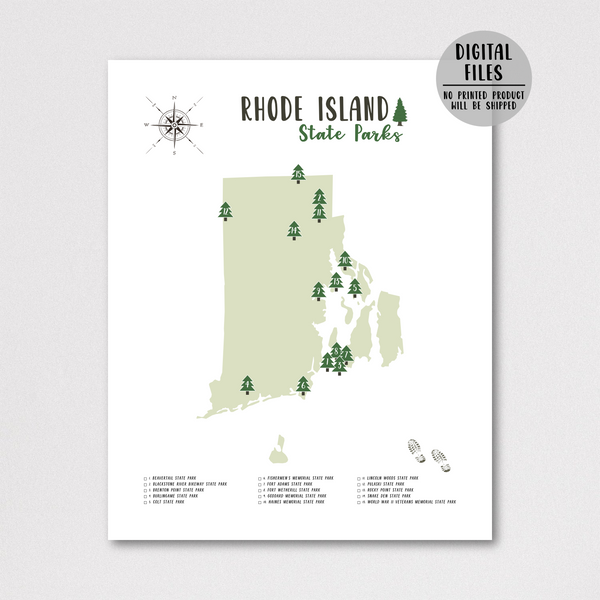 rhode island state parks map print-gift for traveler