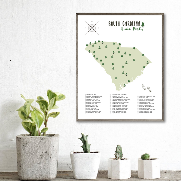 south carolina state parks map print-travel gift ideas