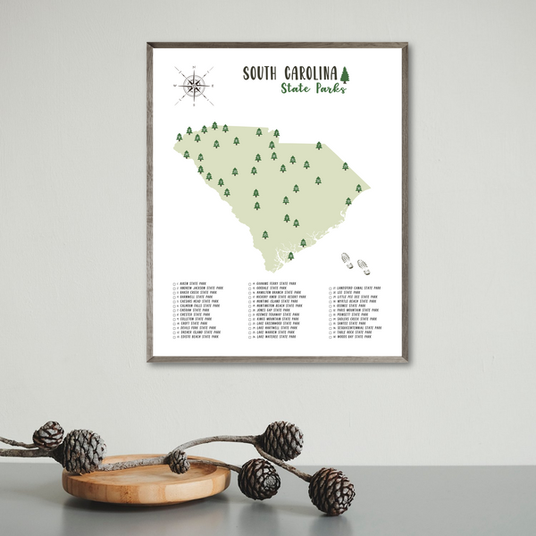 south carolina state parks map print-gift for traveler