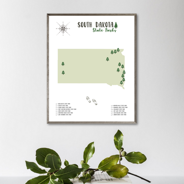 south dakota state parks map print-gift for adventurer