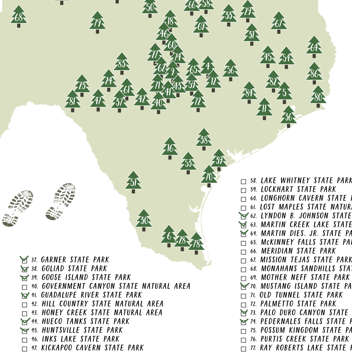 Texas State Parks Map Texas Map Print T For Adventurer Nomadic Spices 4422