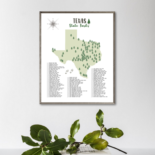 texas state parks map poster-gift for traveler