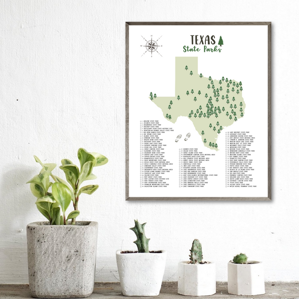 texas state parks map poster-gift for adventurer