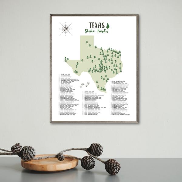 texas state parks map print-hiking gift ideas