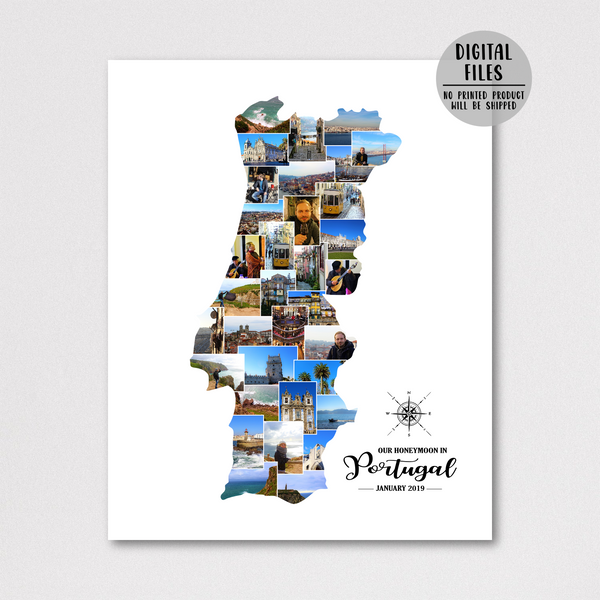custom photo collage-travel map collage-gift for traveler