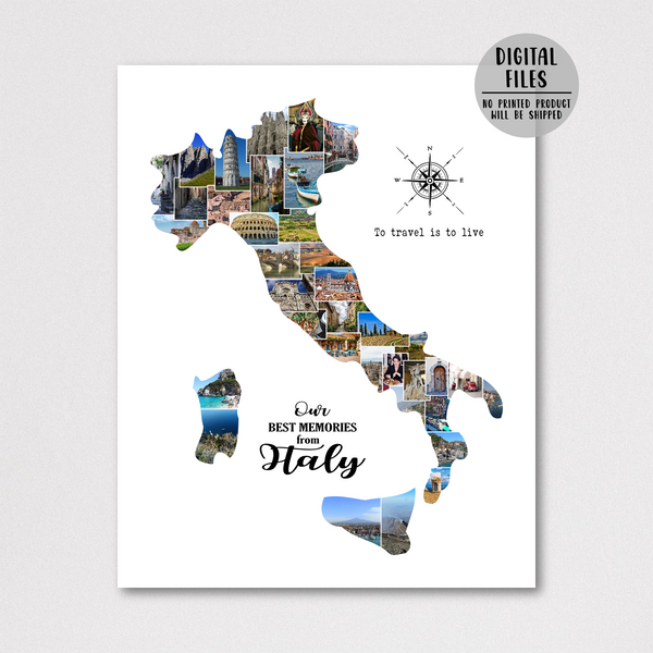 personalized photo collage-custom collage-travel map gift