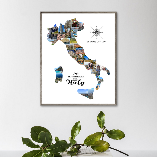 custom photo collage-personalized collage-travel map collage